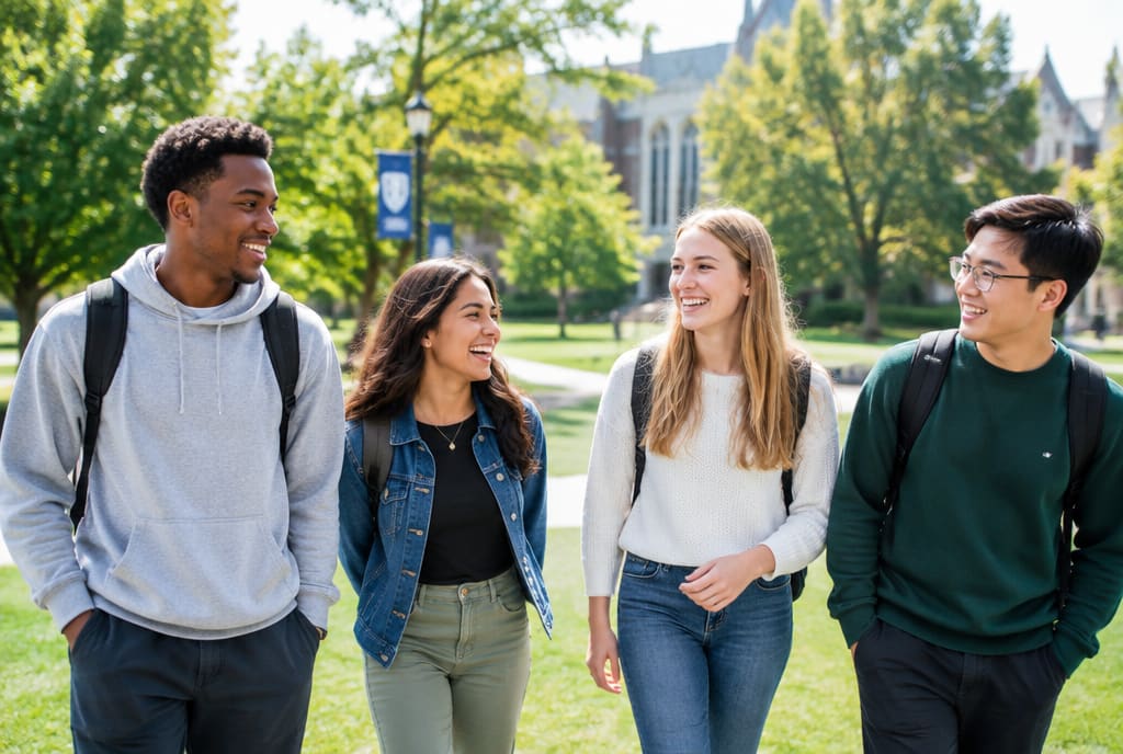 Students walking together on campus
